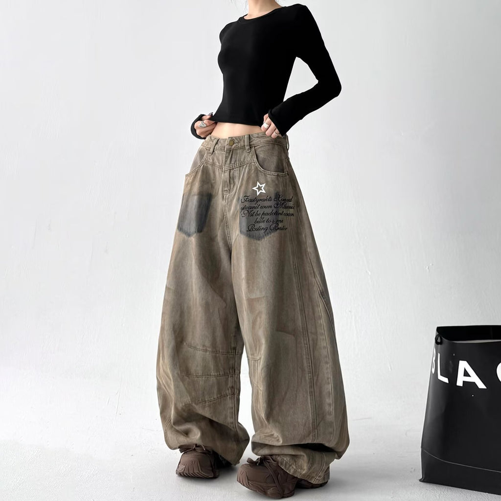Loose-fit Wide-leg Pants With A Curved Hem For Women
