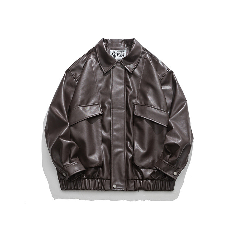 American Retro Street Trend Lapel PU Leather Jacket For Men – Nova