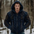 Men's Zippered Dual Pocket Casual Printed Hoodie