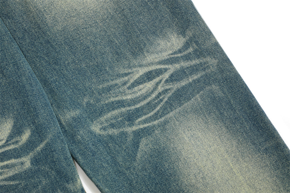 Washed Denim Loose Trousers For Men